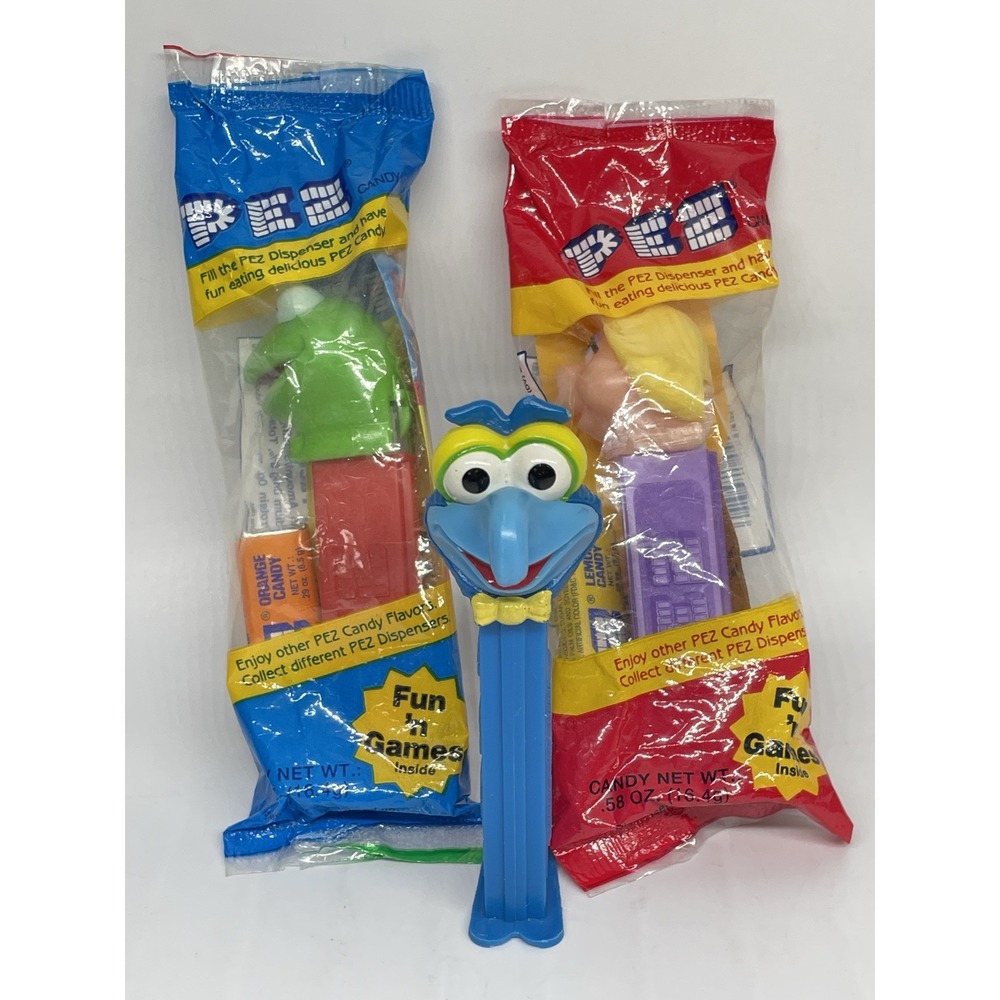 Vintage Muppets PEZ Dispensers Kermit Miss Piggy Gonzo LOT of 3